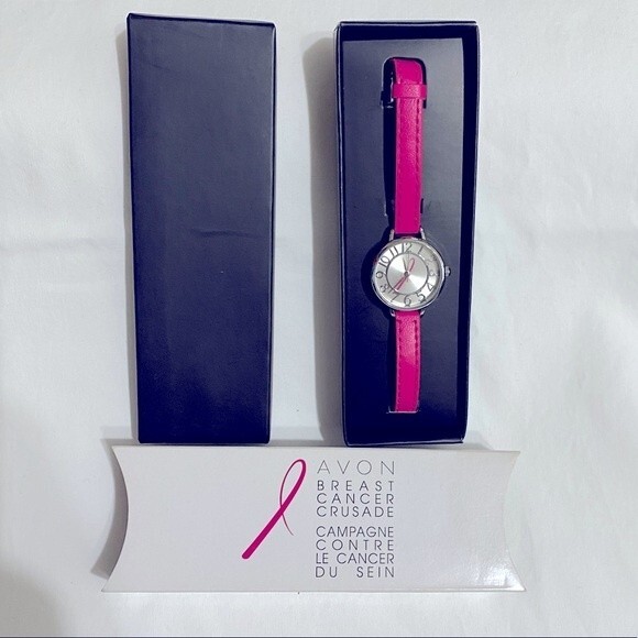 Avon Pink Crusade Skinny Strap Watch - Picture 2 of 4